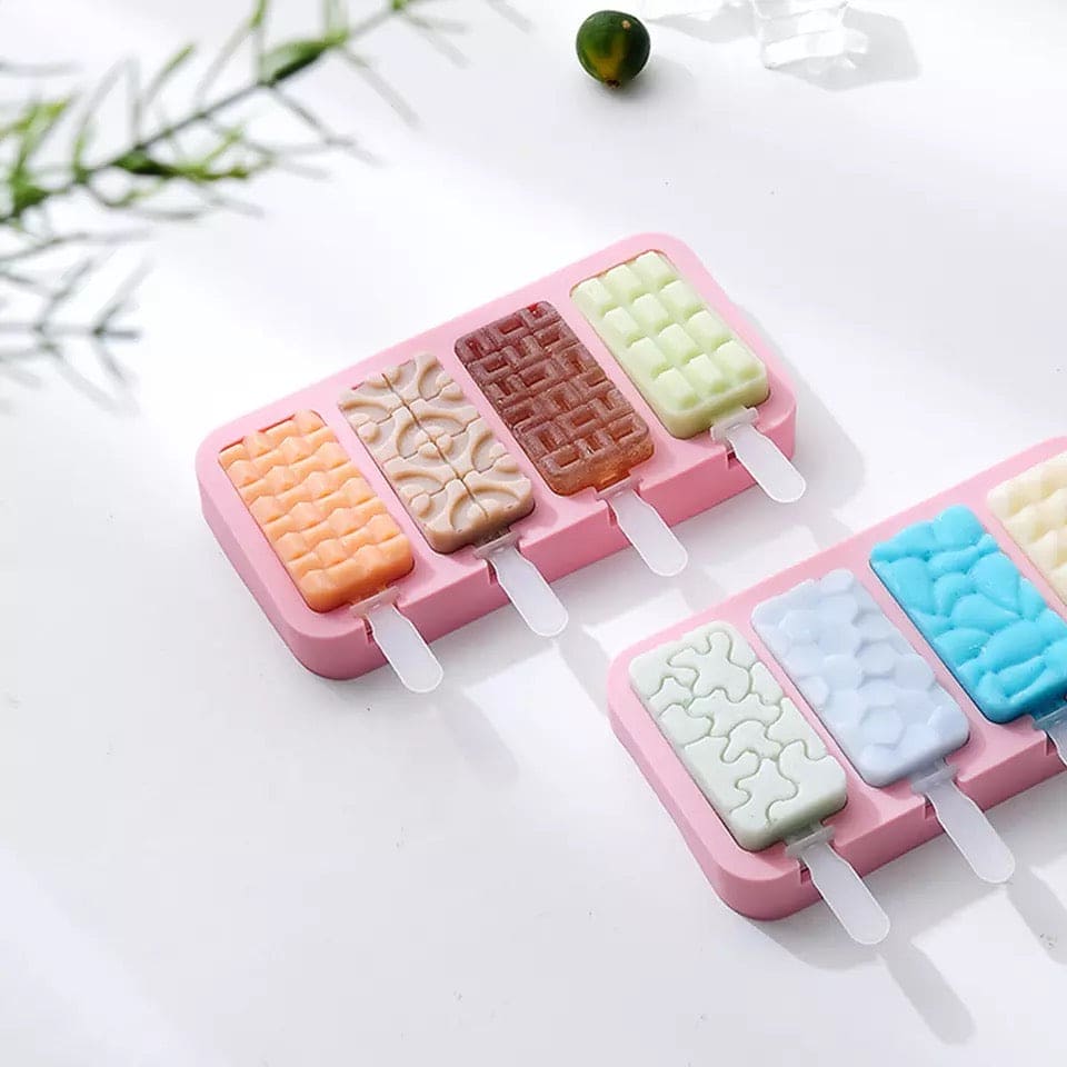 Set Of 4 Creative Ice Cream Molds, Silicone Ice Cream Mold, Ice Cube Tray Popsicle Molds, Frozen Ice Cube Molds, Homemade Freezer Ice Lolly Mold Set Of 4 Creative Ice Cream Molds, Silicone Ice Cream Mold, Ice Cube Tray Popsicle Molds, Frozen Ice Cube Molds, Homemade Freezer Ice Lolly Mold
